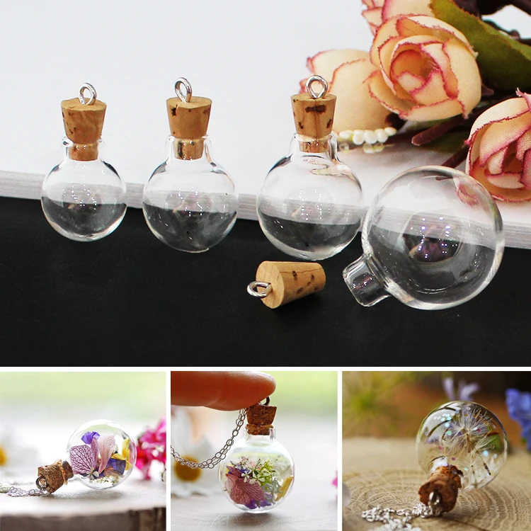 10PCS Clear Glass Round Bulb Bottle with Cork Stopper Mini Glass Bottles Wishing Bottle Drifting Bottle Tiny Vials for Wedding