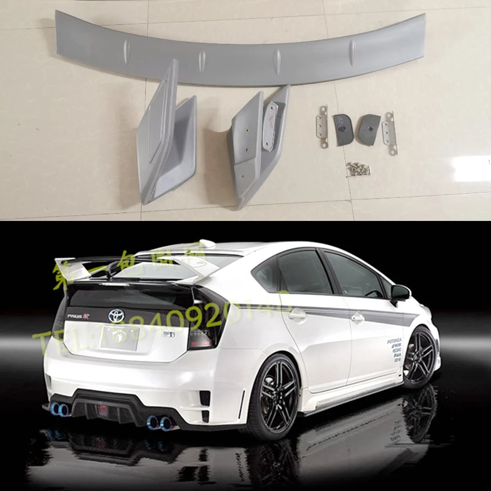 Car Styling ABS Plastic Material Unpainted Color Rear Trunk Boot Wing Rear Lip Roof Spoiler For Toyota Prius 2009-2014