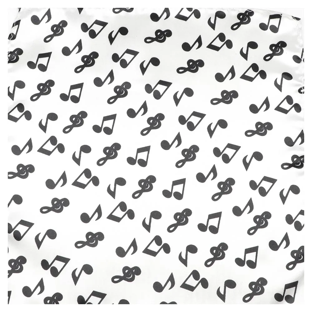 Classic Fashion Men\'s Handkerchiefs Colorful Musical Notes Printed Piano Guitar Polyester Pocket Square Gift Accessory Hanky