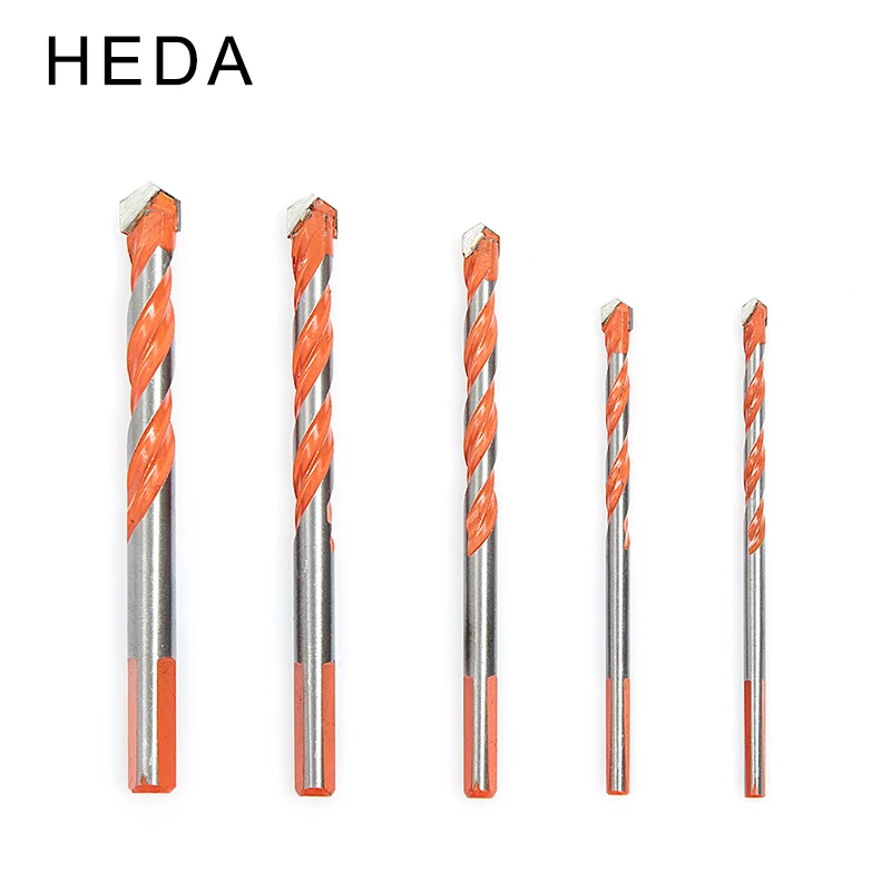5pcs Set Drill Bits Triangular-overlord Handle Twist Drill Bit Perforator Marble Head Wall Ceramic Glass Punching Hole Working