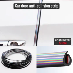 5M/10M Car Door Protector Anti-Collision Strip Bright Silver Door Edge Anti-Scratch Sticker chrome Trim Safety Seal Protection