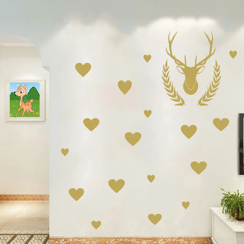 Elk Wheat Ear Love Wall Stickers For Kitchen Fridge Bathroom Bedroom Porch Wall Decoration Peel & Stick Waterpoof PVC Art Decor