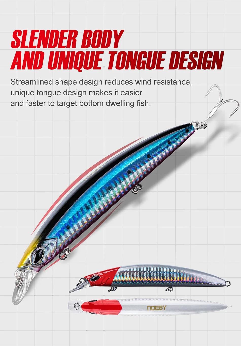 NOEBY Schwimmender Minnow-Angelköder, 130 mm, 23 g, schwimmende Wobbler, lange Wurf-Kunstköder für Seebarsch, Jerkbait-Angelköder – Detail 8