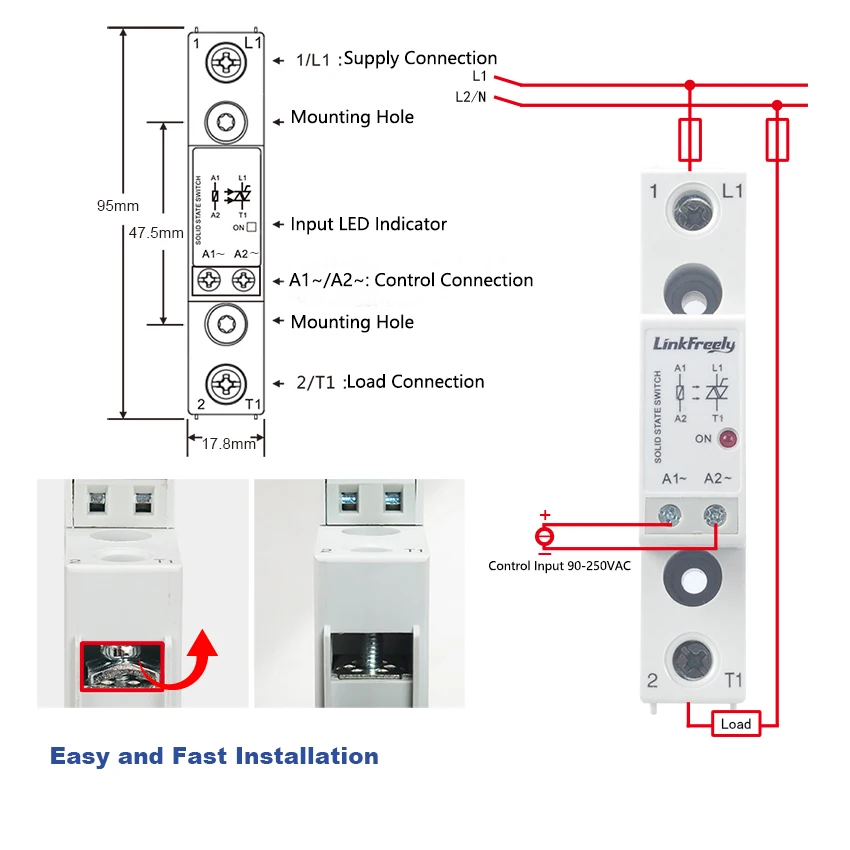 TRA48A10L 10A  Heat Sink Solid State Relay AC AC 90-250VAC In Out 90-480VAC Voltage Control Relay Board& Module Din Rail