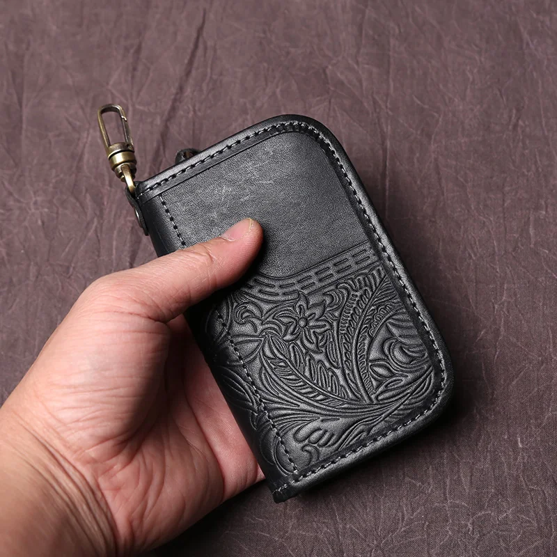 NZPJ männer Leder Schlüssel Tasche, Die Erste LayerOf Rindsleder, Damen Geldbörse, multi-funktionale Vintage Pflanzlich Gegerbtem Leder ID Tasche. – Detail 21