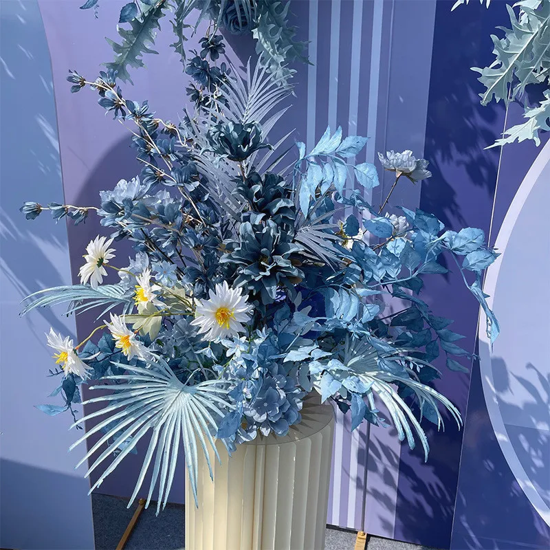 Artificial Fog blue Wedding silk Flower Plastic DIY Flower Arrangement Color Simulation Flower Christma Home House Deco Accessor