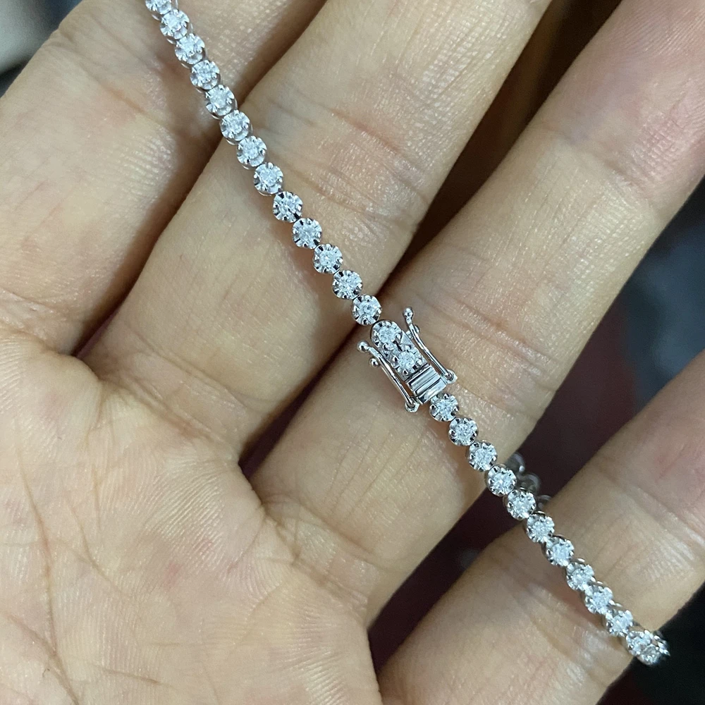 Meisidian New Design 17CM 18K White Gold VS Natural Diamond Tennis Bracelet For Women