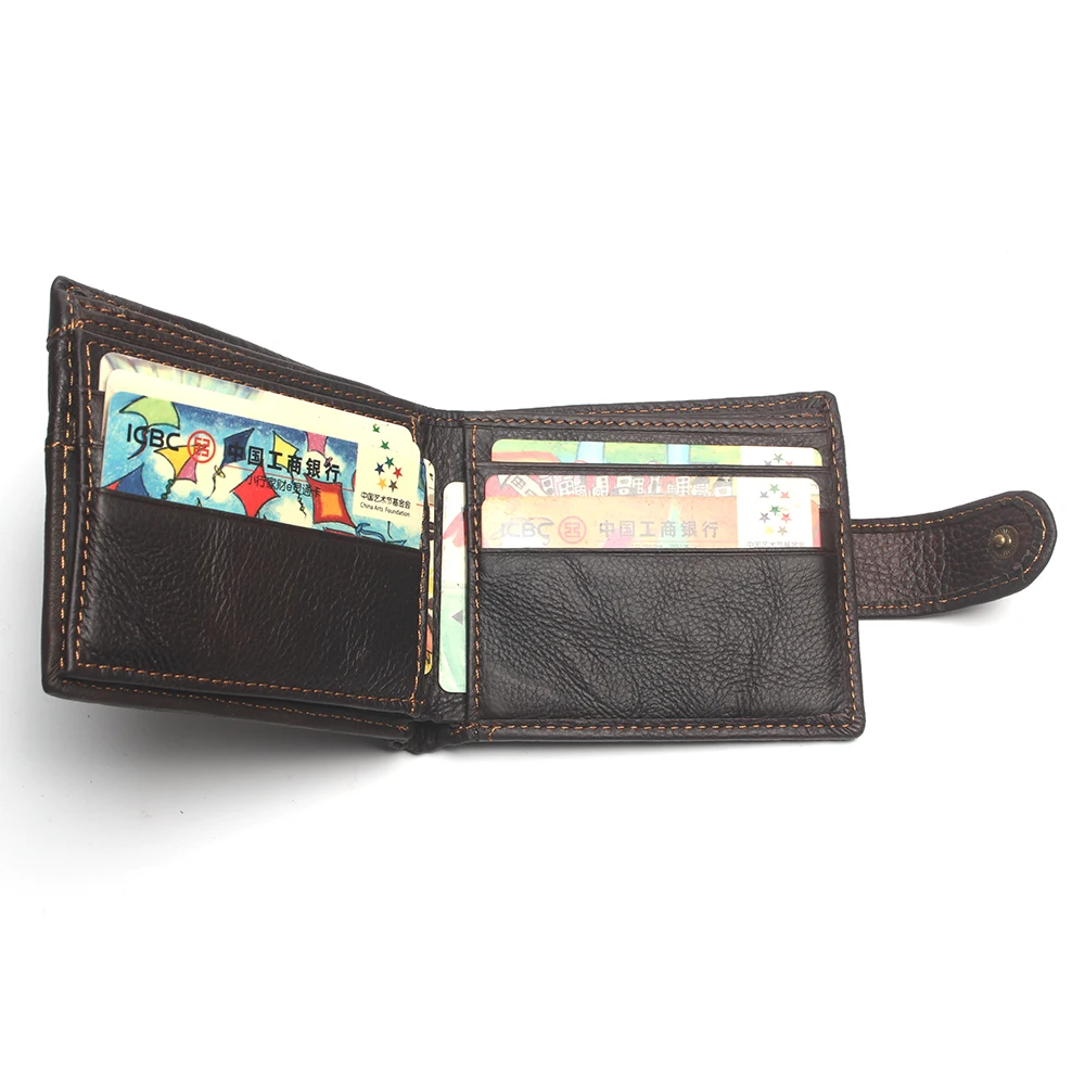 Genuine Leather Men's Wallet Anti RFID European & American Retro Oil For Men Bifold Male Purse