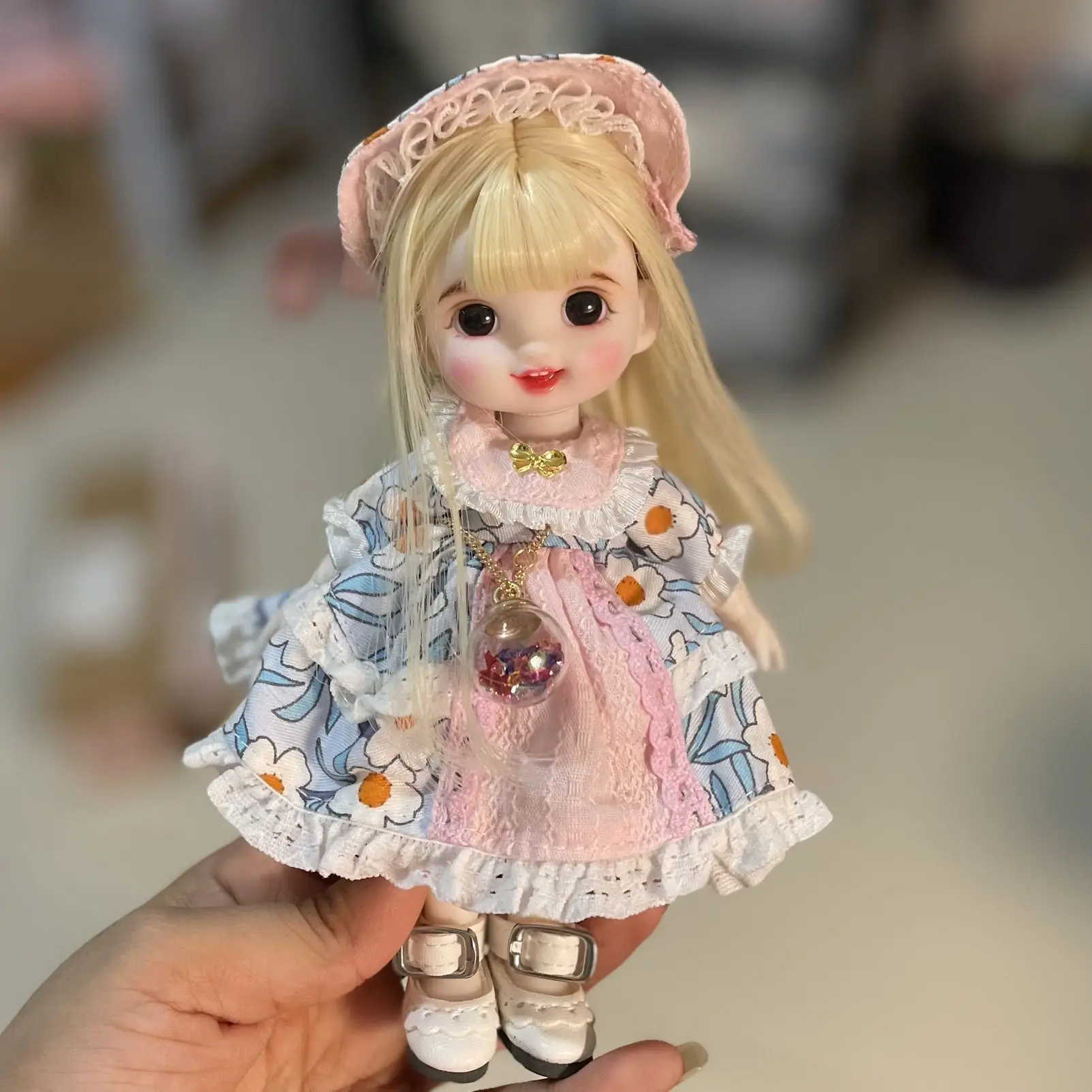 1/8 مقياس اليدوية رائعة ماكياج BJD 16 سنتيمتر دمية على شكل أميرة سوبر لطيف يبتسم فتاة OB11 المفاصل الجسم الشكل الدمى لعبة هدية C1560