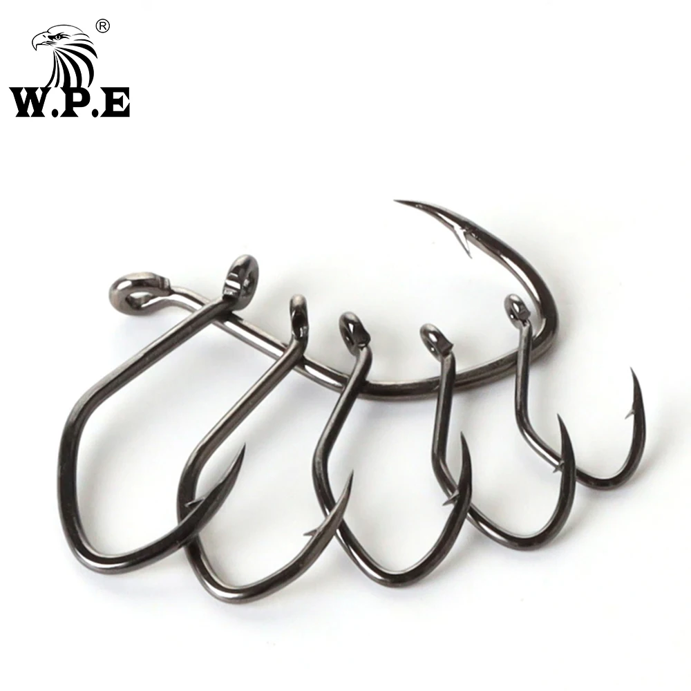 W.P.E Brand Catfish Hook 5-10pcs/pack High-Carbon Steel Fishing Hook 2#-12# Very Sharp Hook Barbed Catfish Hook Fishing Tackle