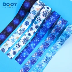 25mm Blue snowflake gosgrain Ribbon 10 Yard  Christmas DIY Handmade Accessories Headdress Gift Packaging Decoration