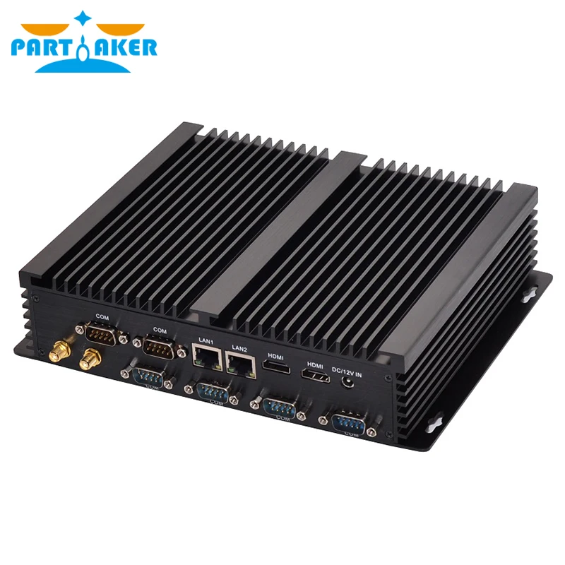 Partaker Công Nghiệp Quạt Không Cánh Mini PC Win10 Intel I7 I5 I3 2955U Kép Các Mạng LAN 2 * HDMI 6 * COM USB micro Máy Tính Linux WiFi