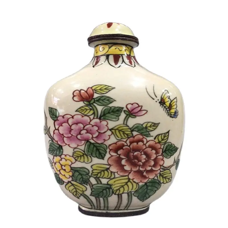 

China Old Beijing Used Old Snuff Bottleox Cloisonne Birds And Flowers Snuff Bottle