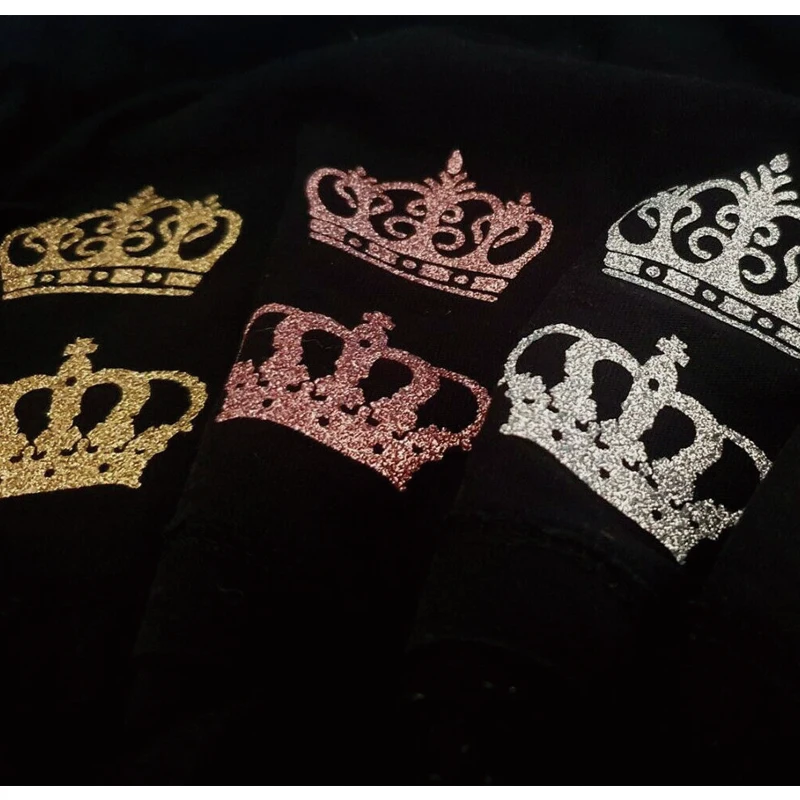 2pcs Fabric Glitter Crown Iron On Transfers Hotfix Fancy Costume T-Shirts DIY Vinyl Applique Patch for Clothing Thermal Sticker