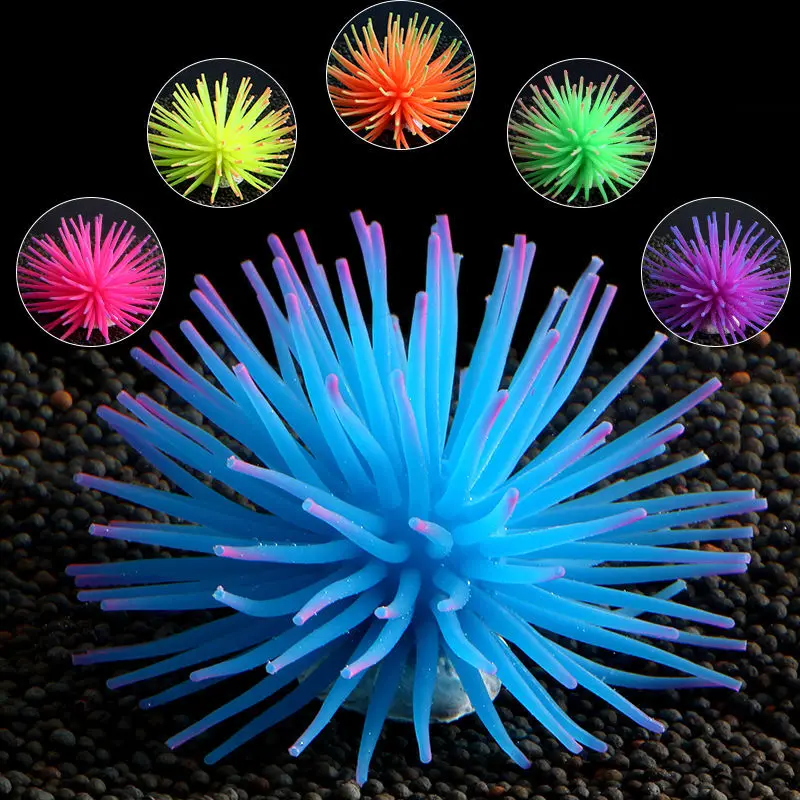 Simulation of Sea Urchin Anemone Ornaments Soft Silicone Coral Underwater Landscaping Fish Tank Decoration Aquarium Ornaments