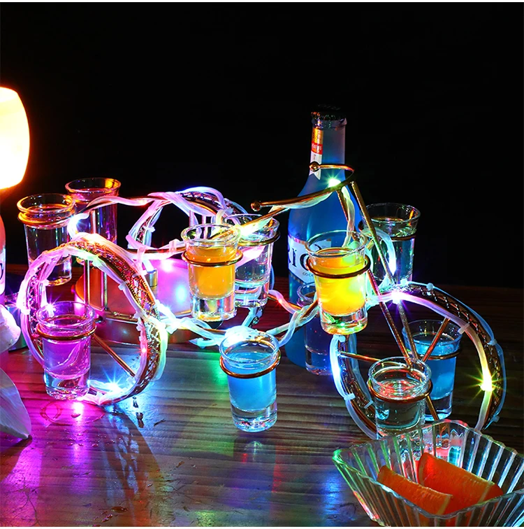 

European style bicycle wine rack set rechargeable LED Luminous Beer wine bottle holder Glowing Champagne Cocktail rack