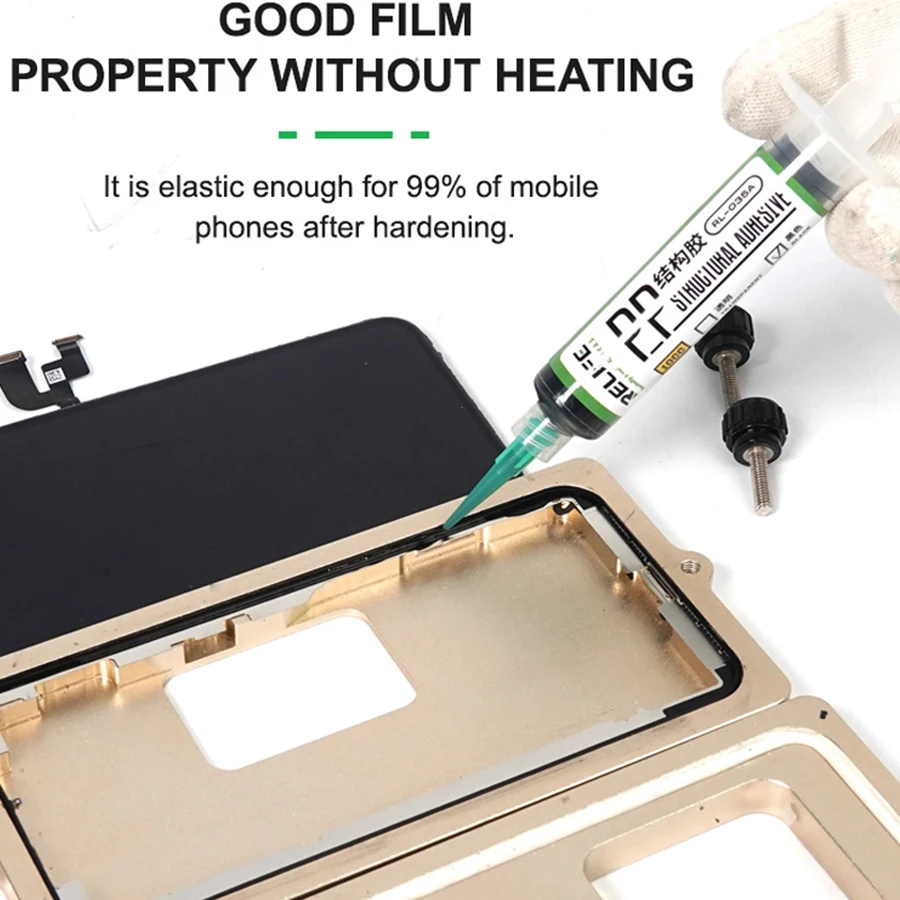 RELIFE PP Cấu Trúc Dính Phát Hiện Cho Điện Thoại Khung Viền Nắp Sau Chân Đế Liên Kết Đen Trong Suốt Có Keo Hộp Đựng