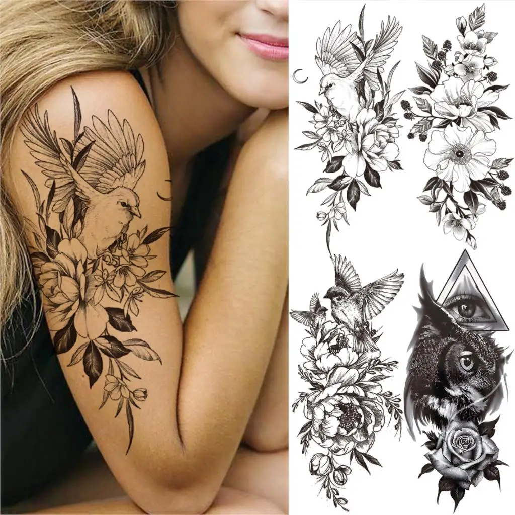 

Peace Dove Flower Temporary Tattoos For Women Adult Peony Evil Eye Eagle Fake Tattoo Sticker Large Waterproof Arm Thigh Tatoos