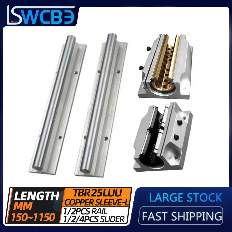 

Lengthened TBR Box-type Linear Guide Rail TBR25, L=150-1150mm, TBR25LUU Flange Slider/copper Sleeve-L, Free Shipping