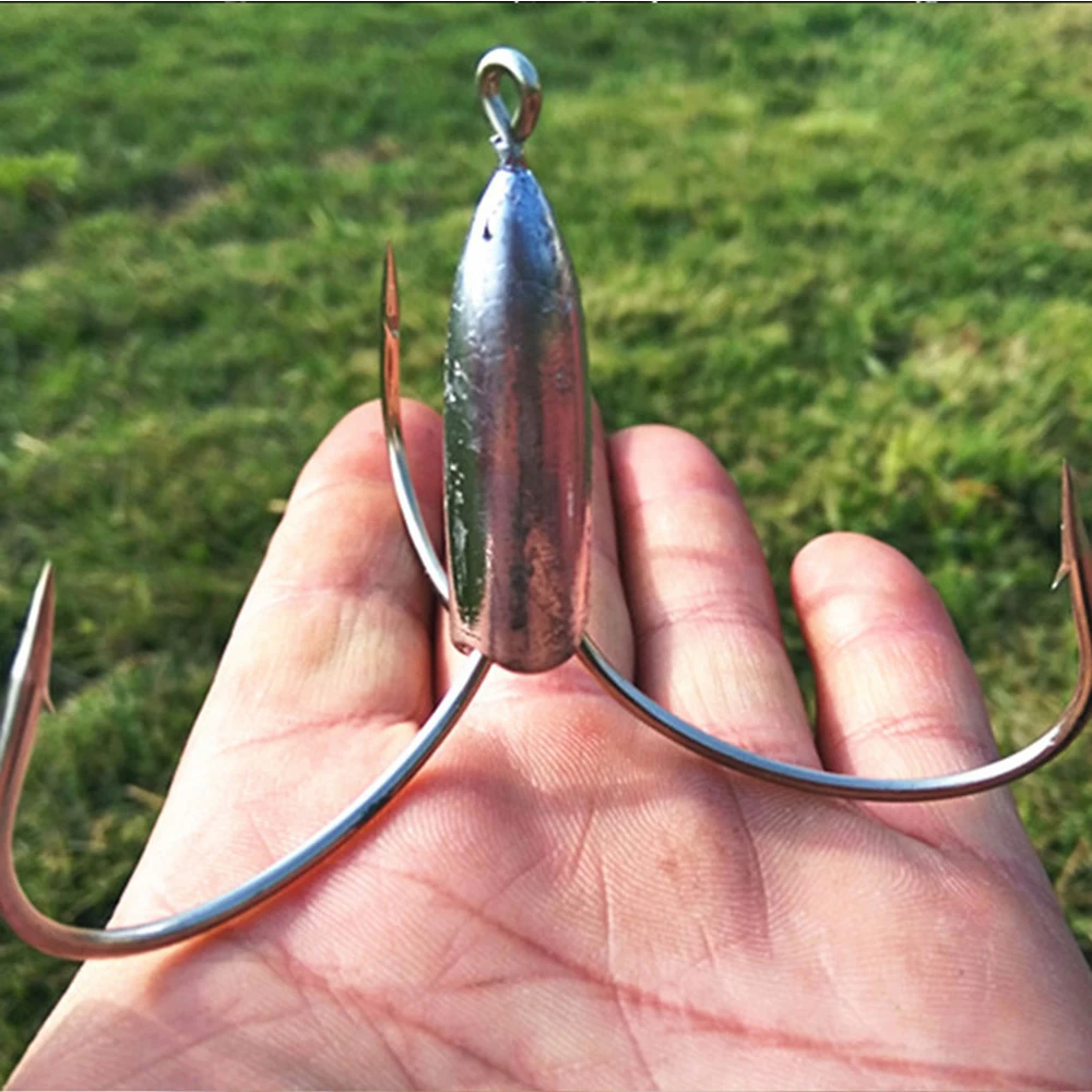 Ganchos afiados alta qualidade, 1 parte, ganchos fortes e grandes com peso de chumbo, acessórios de pesca