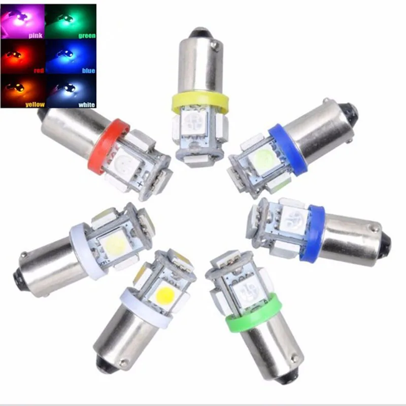 BA9S T4W 5050 5SMD Car LED Interior Lamp Side Marker Backup Tail Reading Bulb License Plate Lights 12V White Green Red Blue