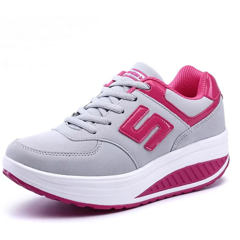 Zapatillas de deporte para mujer, zapatos 2020, cesta de malla transpirable con cordones, plataformas, altura creciente, cuña deportiva