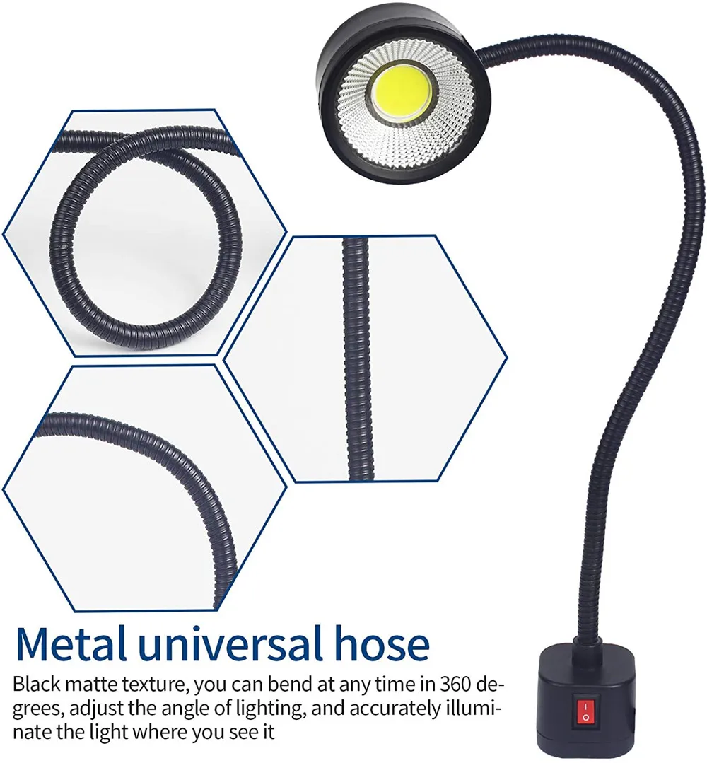 High Brightness COB 5W 8W Multifunctional LED Work Light Lathe Sewing Machine Flexible Gooseneck Lamp With Magnetic Base