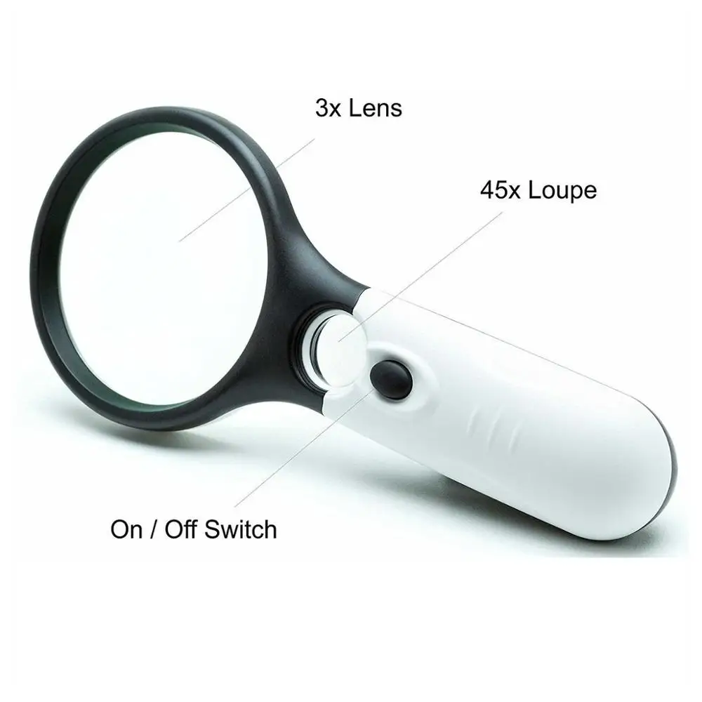 Diamond Painting Tool Magnifier LED Light Paint By Numbers Tools 3X 45X 3 LED Light Handheld Magnifier Reading Map Newspaper image 3
