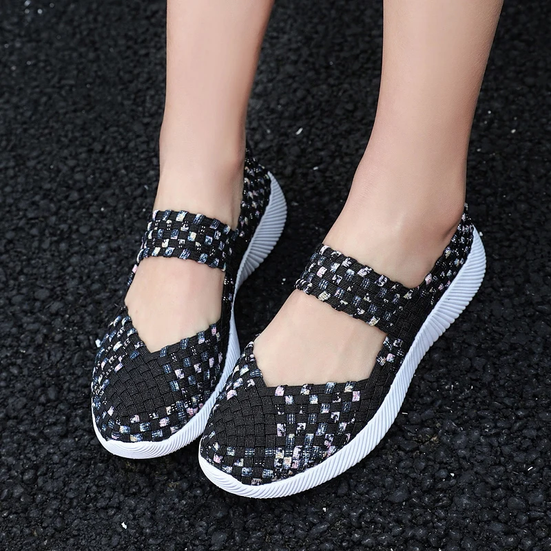 Women\'s loafers knit shoes for women driving shoes slip on Light Breathable Fashion casual sneakers multicolor Flat Heel summer