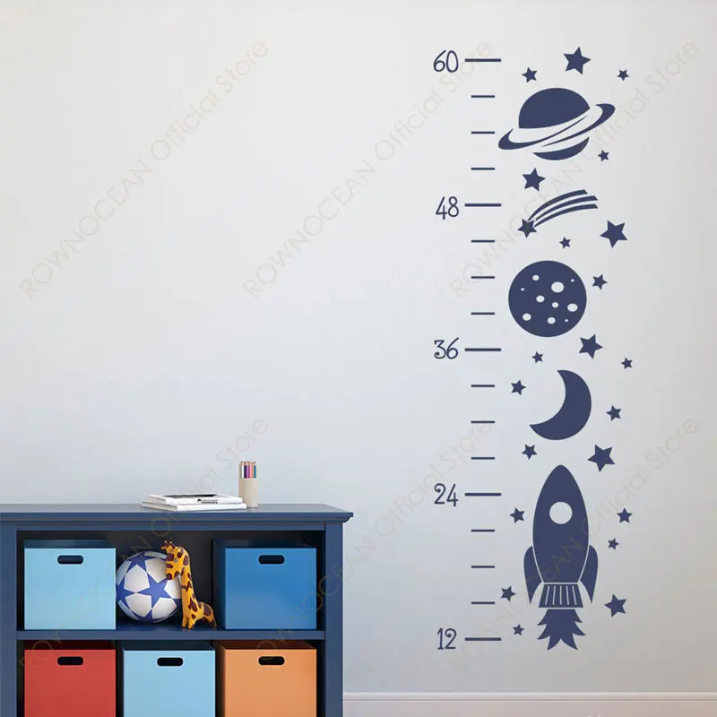 

Outer Space Rocket Growth Chart Decals Vinyl Home Decoration for Kids Room Boys Girls Bedroom Cartoon Wall Sticker Mural 4836