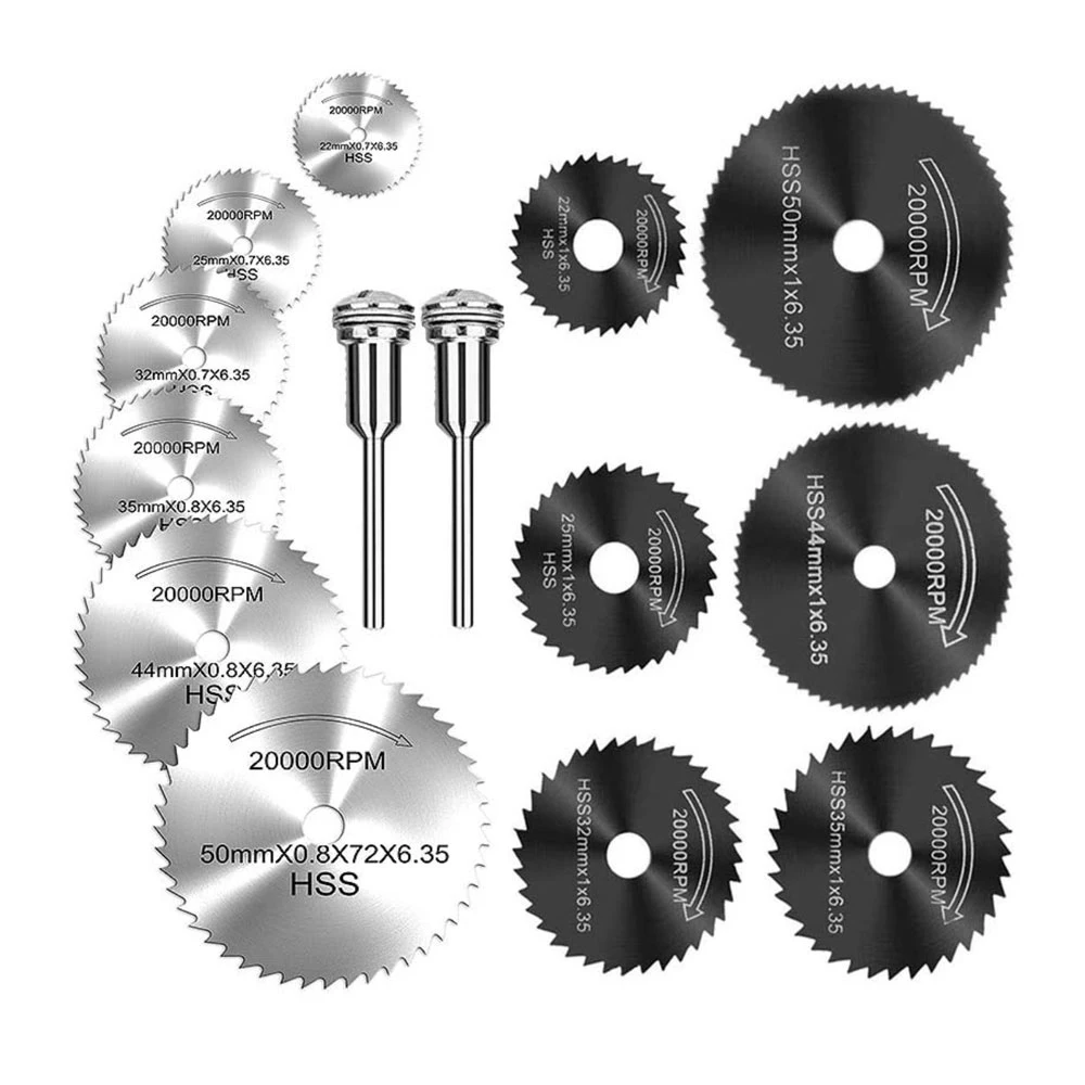 7pc Metal Circular Saw Disc Wheel Blades Shank High Speed Steel Mini Saw Blades with Mandrels Drill Warehouse Rotary Wood Cutout