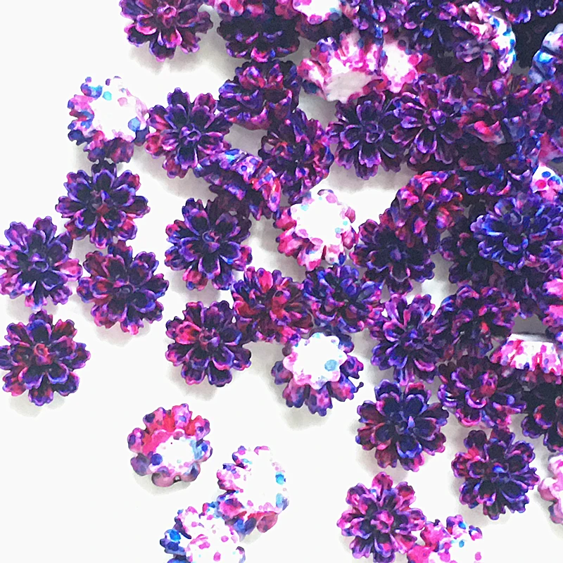 

100Pcs 12*13mm blue*red Resin Flowers Decorations Crafts Flatback Cabochon For Scrapbooking Diy Accessories