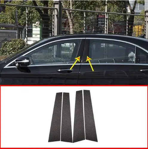 

4pcs Real Carbon Fiber For Mercedes Benz W222 S Class S400L S320L S500 2014-2019 Car Accessories Window Molding Trim Parts