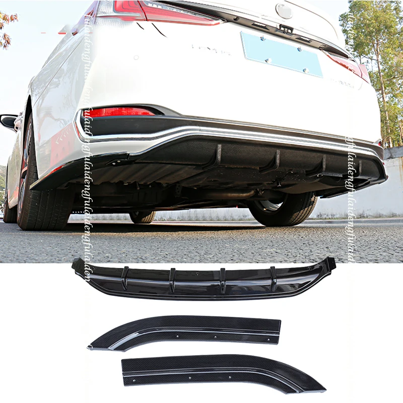 3pcs For Lexus ES350 ES300H 2018-2020 Carbon fiber Black Rear Bumper Spoiler Lip Diffuser Trim Cover Moulding Car Accessories