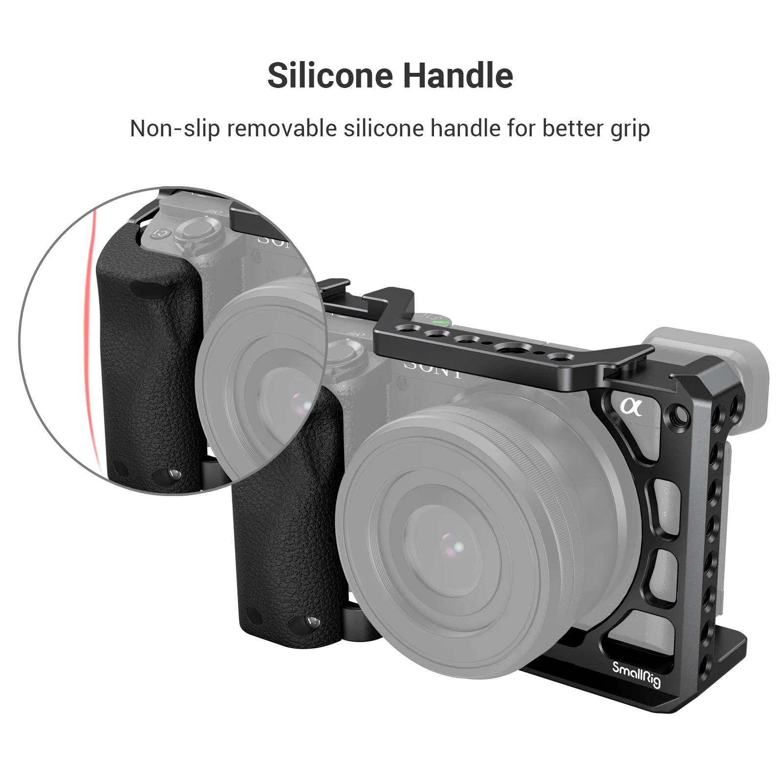 SmallRig  DSLR A6400 Camera Cage with Silicone Handgrip Handle for Sony A6100 A6300 A6400 Camera Cage Rig Cold Shoe 3164