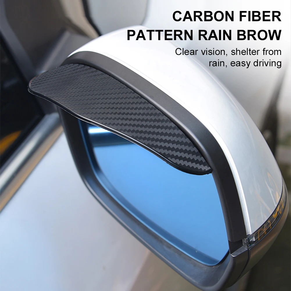 Universal Car Rear View Mirror Rain Cover Sun Visor Car Rain Eyebrow Carbon Fiber Side View Mirror Rainproof ​Auto Accessories