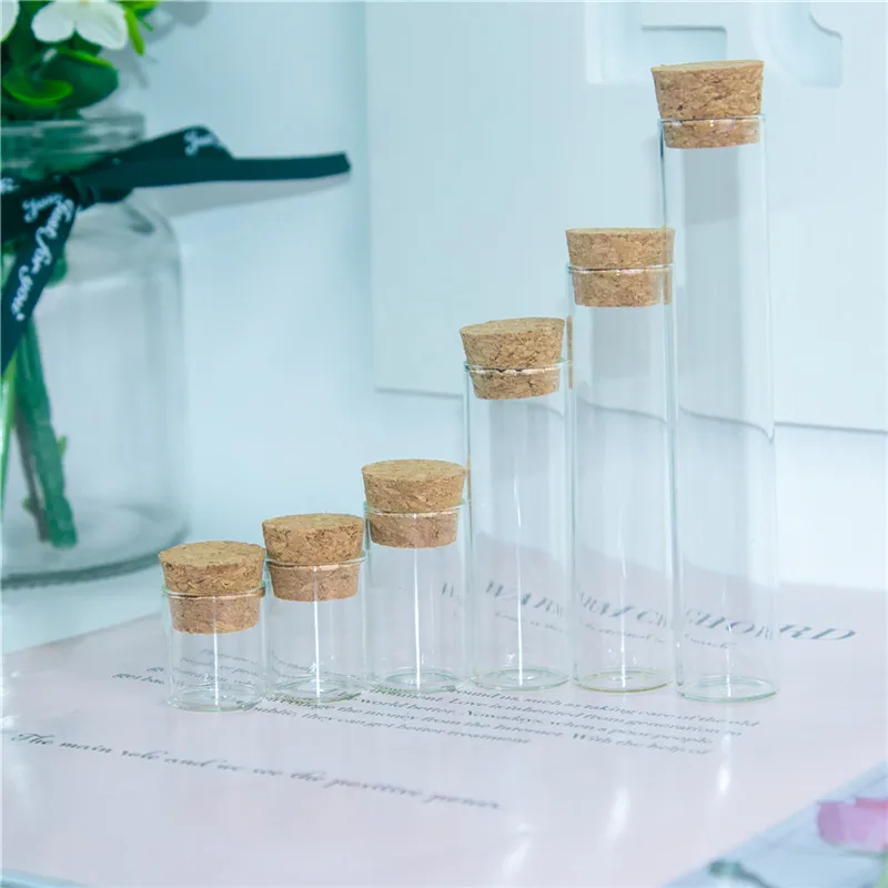 Mini Glass Jars with Corks 4ml 5ml 6ml 18ml 22ml Test Tube Jar Storage Bottles for Sand Liquid Food Bottles 100pcs