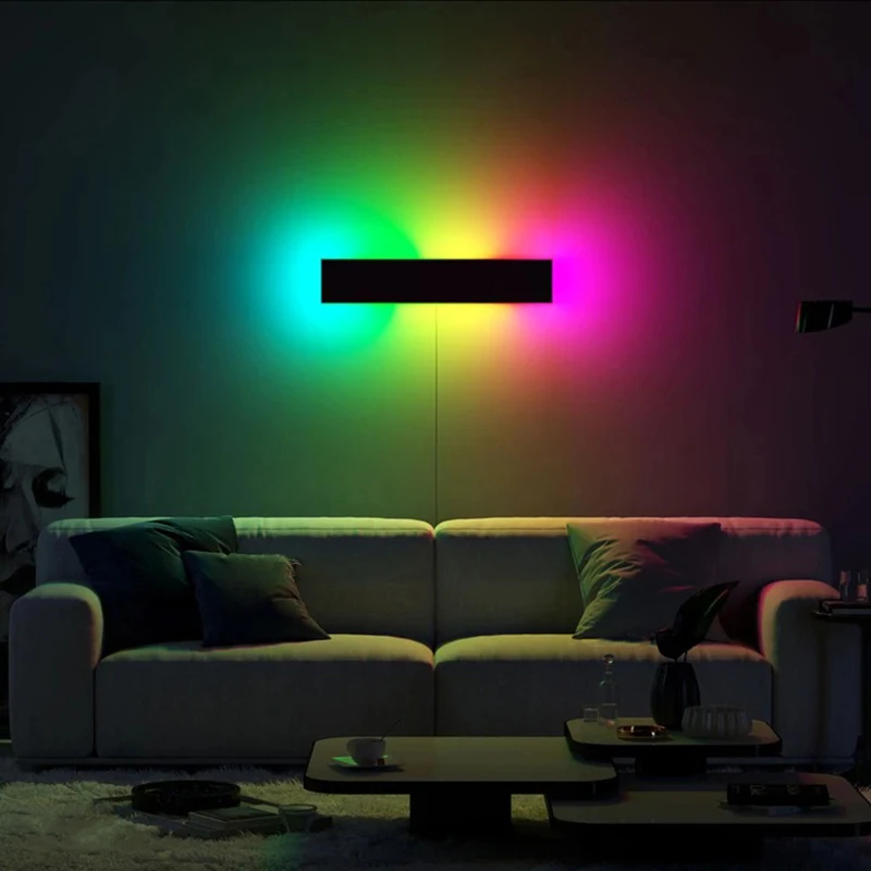 

40CM/80CM LED Wall Light Minimalism RGB Colorful Atmosphere Wall Lamps for Living Room Sofa TV Background Home Deocr EU Plug