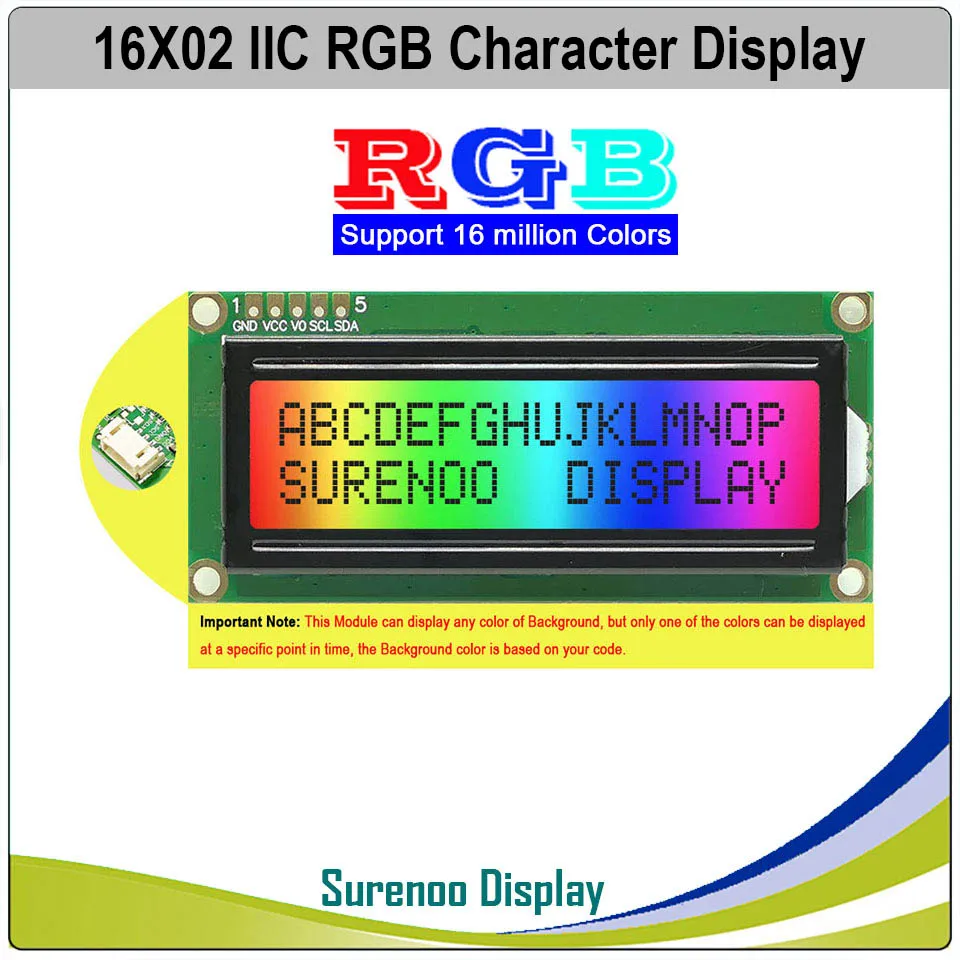 Grove 162 16X2 1602 3.3-5V Serial IIC I2C FSTN Positive Negative Character LCD Module Display Screen LCM Panel w/ RGB Backlight