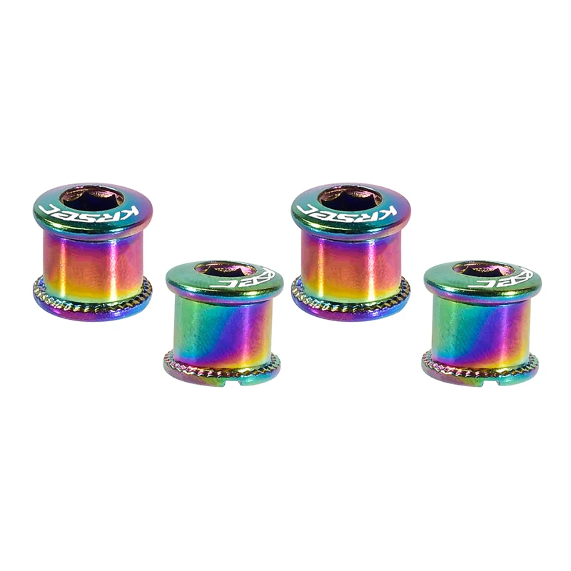 KRSEC 4Pcs Bicycle Chainring Bolts Colorful Chainwheel Screws 4.5mm Single Chainring Wheel Bolt Bike Crankset Bolt Rainbow Screw