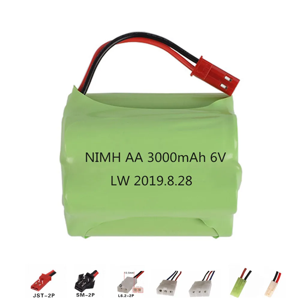 Batterie Nilaissée avec chargeur USB, 6V, 3000mAh, AA, 2400mAh, Jouets RC, Voitures, Bateau, Réservoirs, Robots, Pistolet, Prise JST