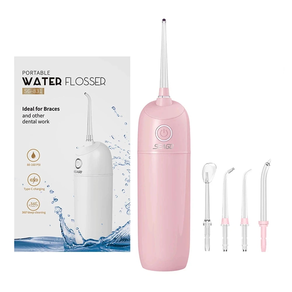 

SEAGO Rechargeable USB Charge Dental Water Flosser 5 Nozzles Jet Floss Tooth Pick Waterproof IPX7 Teeth