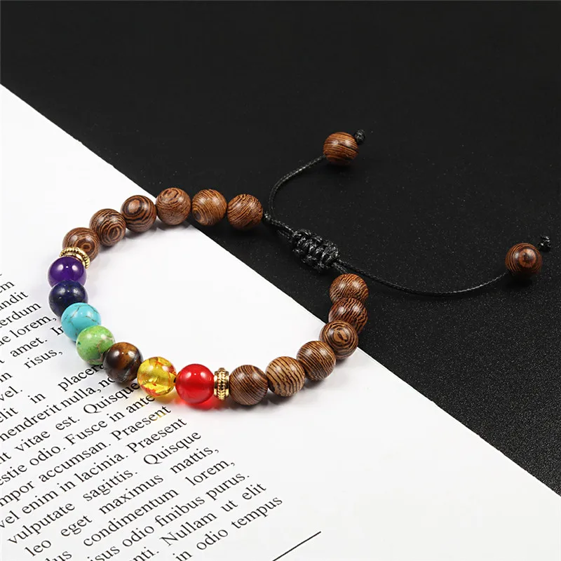 8mm New Natural Wood Braided Bracelets Men Adjustable Meditation Stone Beads Bracelet Women Prayer Jewelry Yoga Bracelet Homme