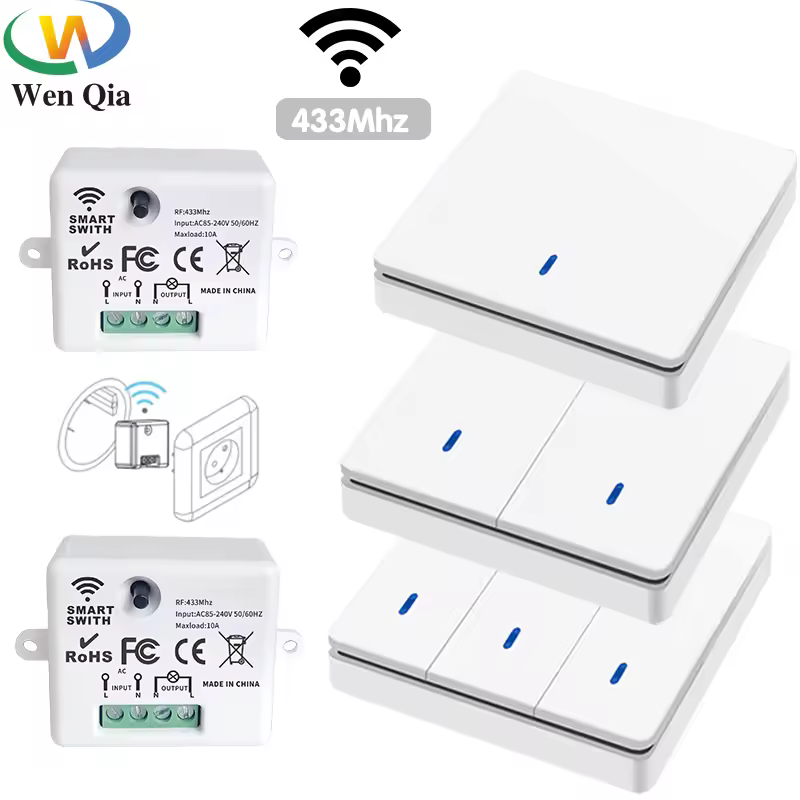 Interrupteur intelligent sans fil 433Mhz RF 86, panneau mural avec télécommande, Mini relais récepteur 220V, ventilateur de lampe pour la maison