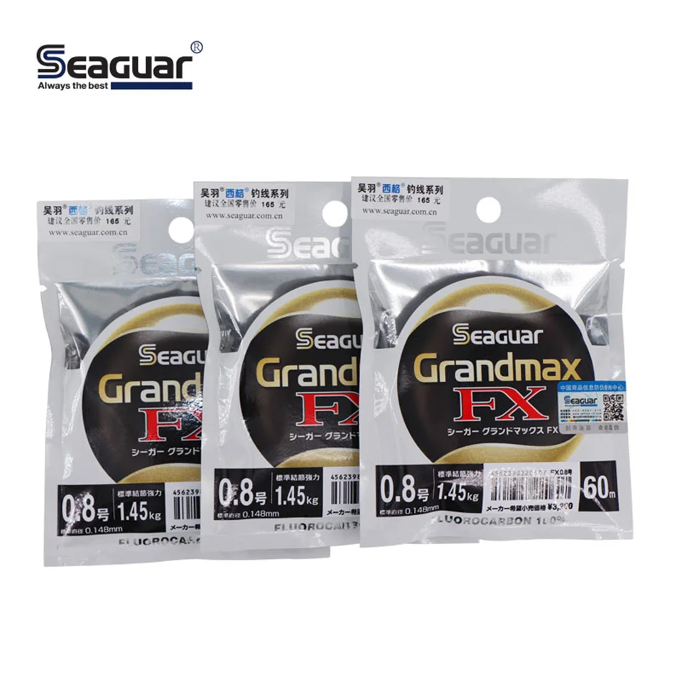 SEAGUAR GRAND MAX FX 60M 100% FLUOROCARBON Fishing Line 0.65KG-13.0KG Good Power Wear resistant Light Transmission