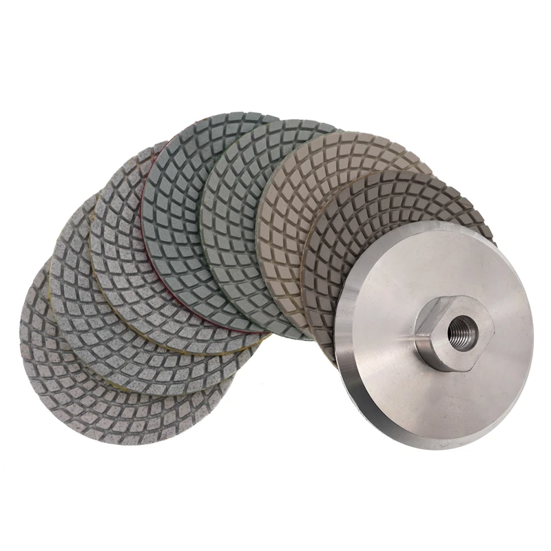 7 STKS 4 Inch Nat Polijsten Pad 100mm Flexibele Slijpschijven voor Graniet Marmer Steen Wit Schuurschijf