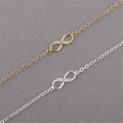 Jisensp Korean Fashion Infinity Number 8 Chain Bracelet Simple CZ Infinity Bracelets for Women Friendship Jewelry Adjustable