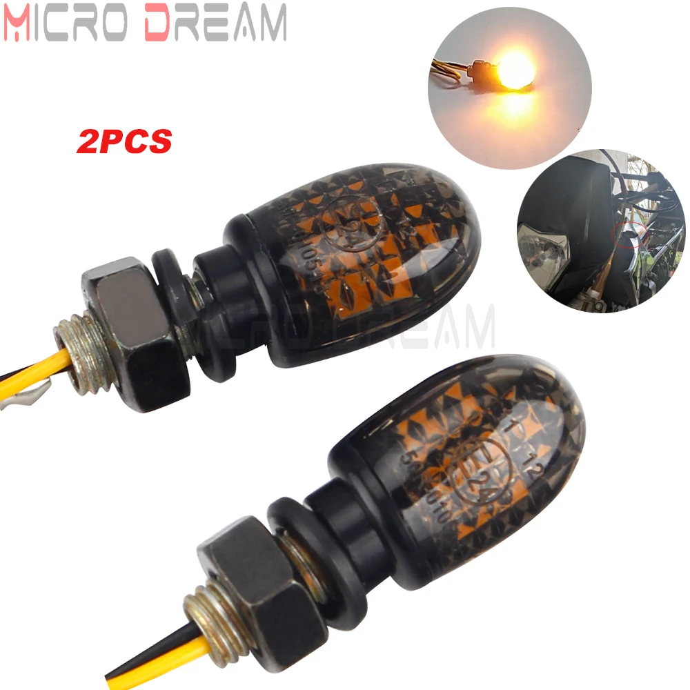 Smoke Clear Lens E24 Emark Dual Sport Blinker 12V Led Mini Turn Signal Light Indicator Motorcycle For Kawasaki Yamaha Aprilia
