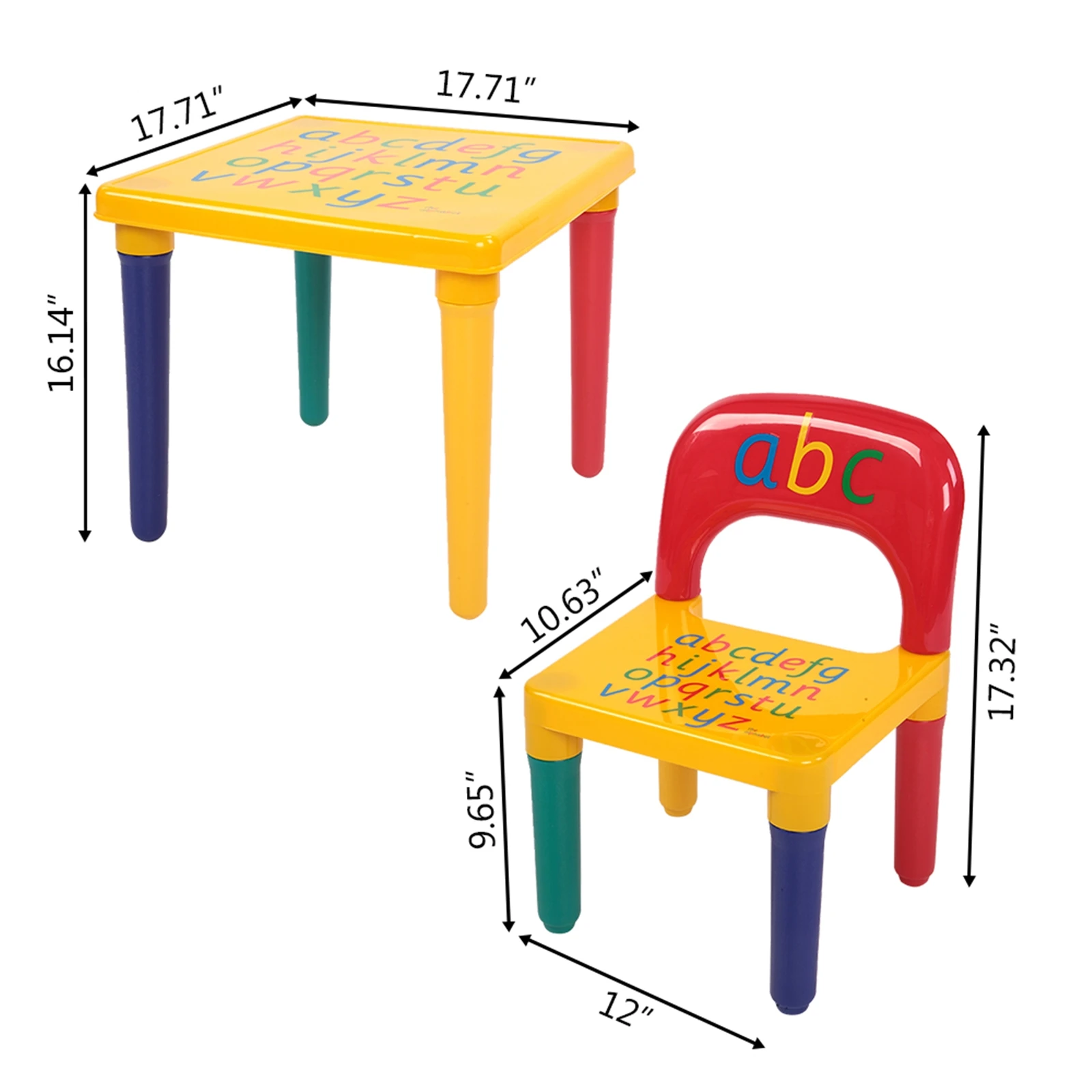 Set sedia da tavolo per bambini lettera giallo e rosso