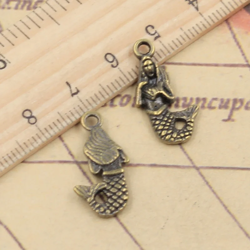 10pcs Charms mermaid 22x12mm Tibetan Bronze Silver Color Pendants Antique Jewelry Making DIY Handmade Craft